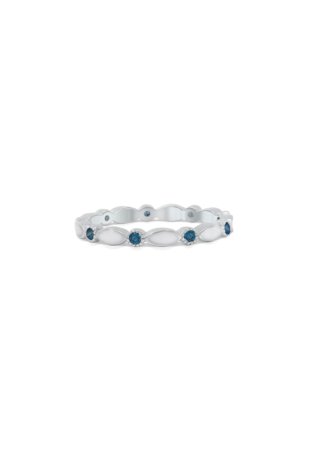 Breastmilk Birthstone Eternity Band - Silver