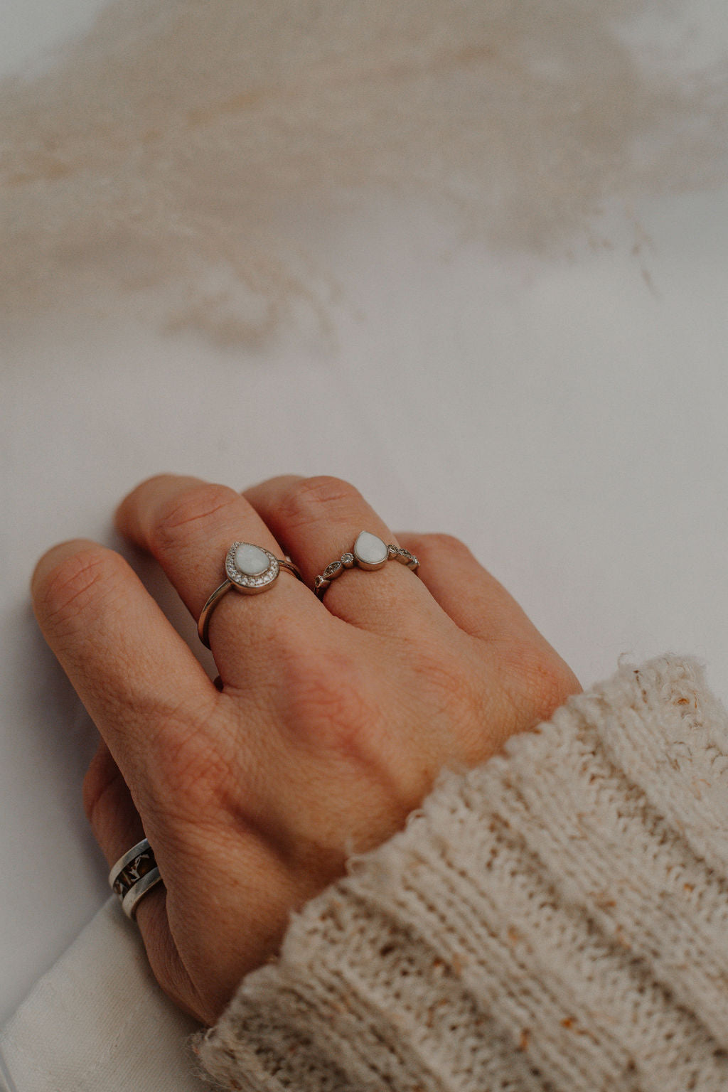 Breastmilk Teardrop Ring - Sparkle - Silver