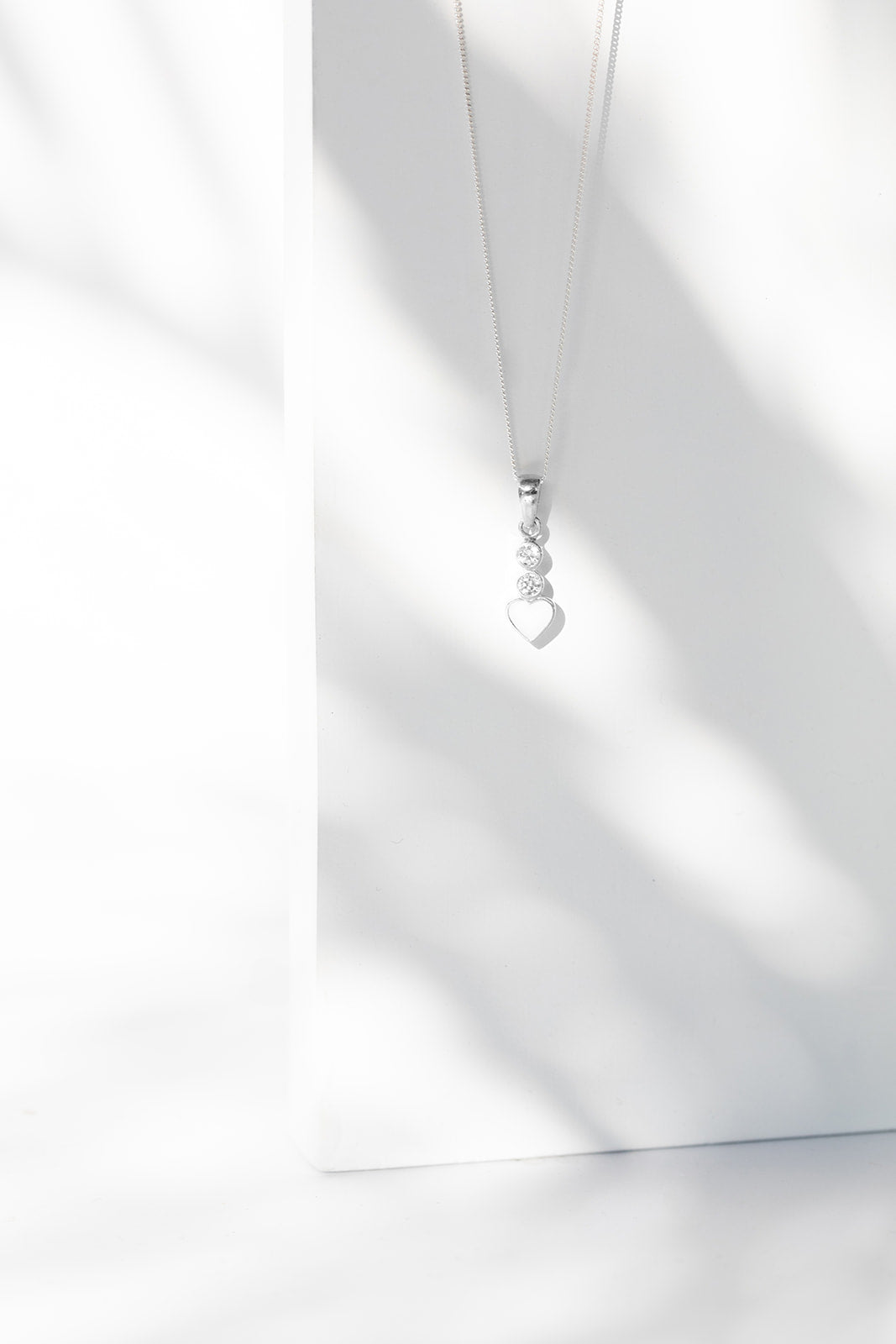 Heart Sparkle Drop Necklace - Silver
