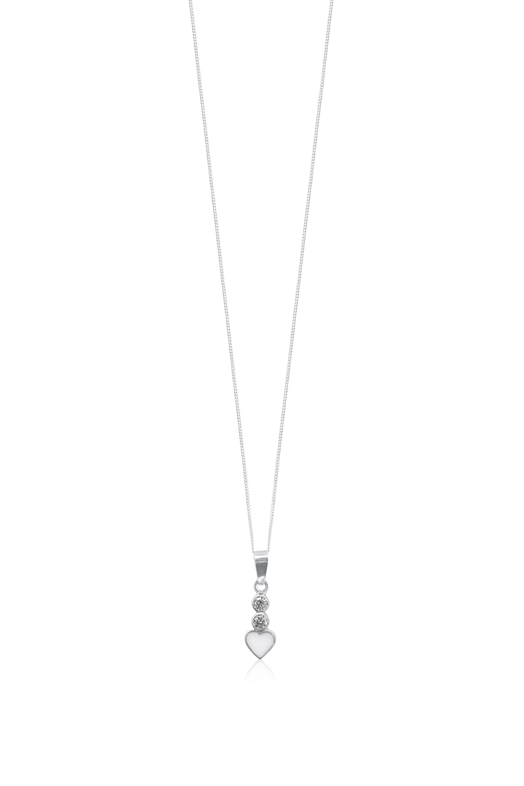 Heart Sparkle Drop Necklace - Silver
