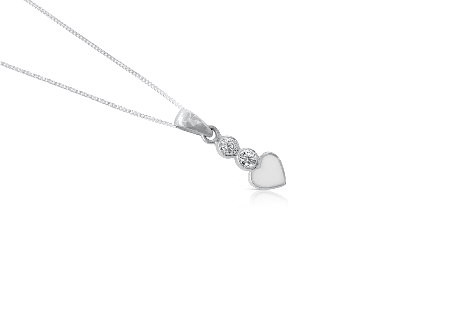 Heart Sparkle Drop Necklace - Silver