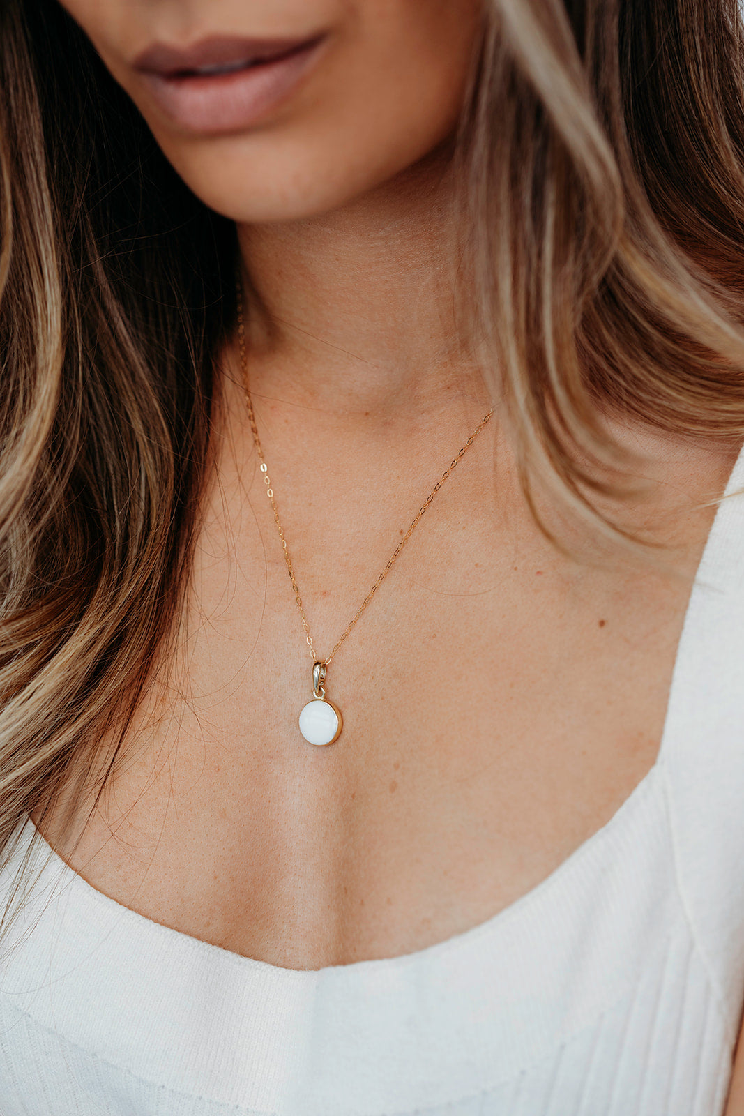 Breastmilk Round Gold Pendant Necklace