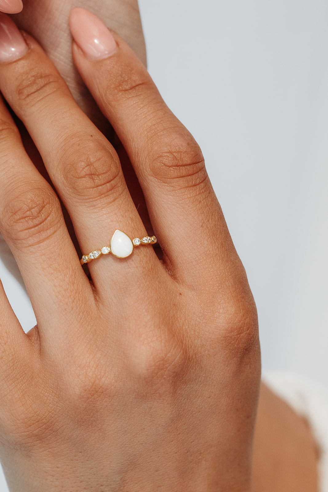 Breastmilk Teardrop Ring - Sparkle - 9ct Gold