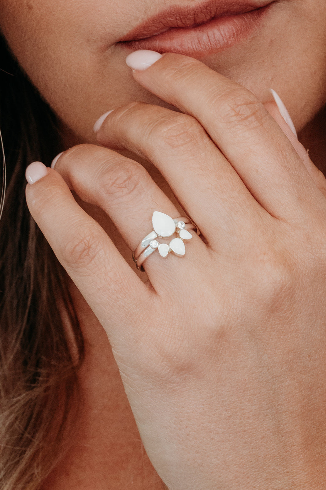 Breastmilk Teardrop Stacker Ring