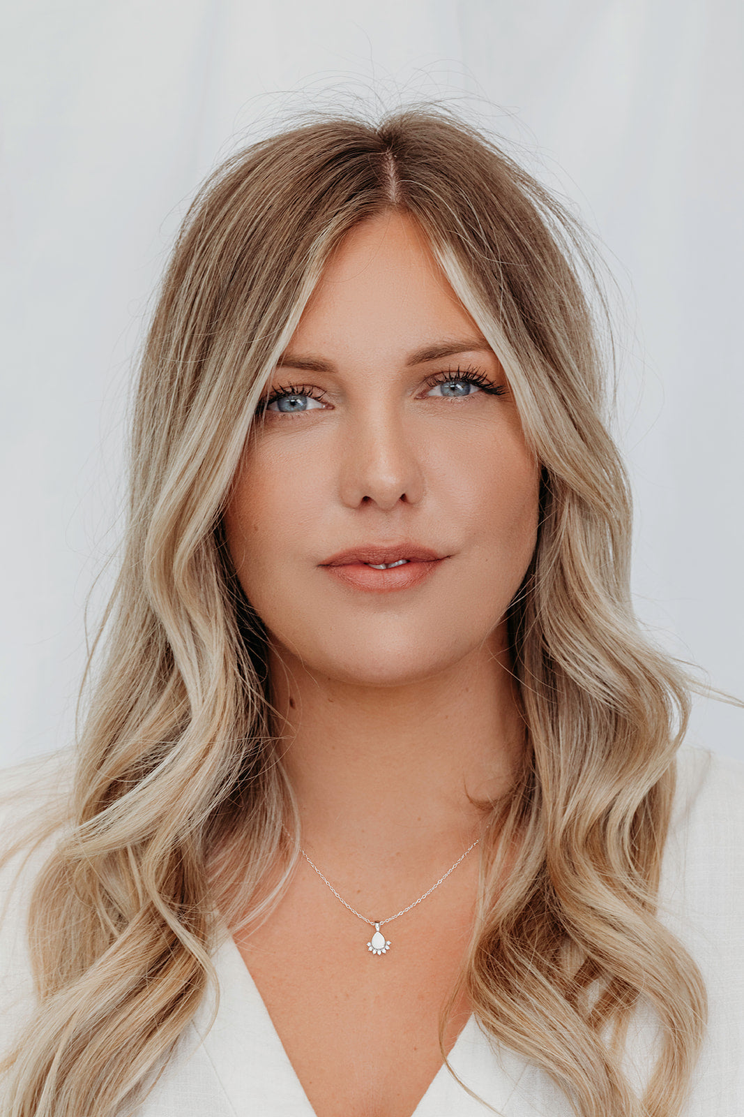 Breastmilk Half Halo Teardrop Necklace - Silver