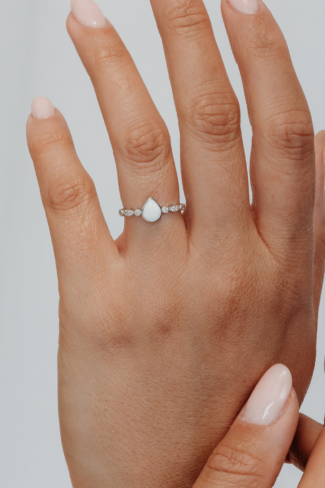 Breastmilk Teardrop Ring - Sparkle - Silver