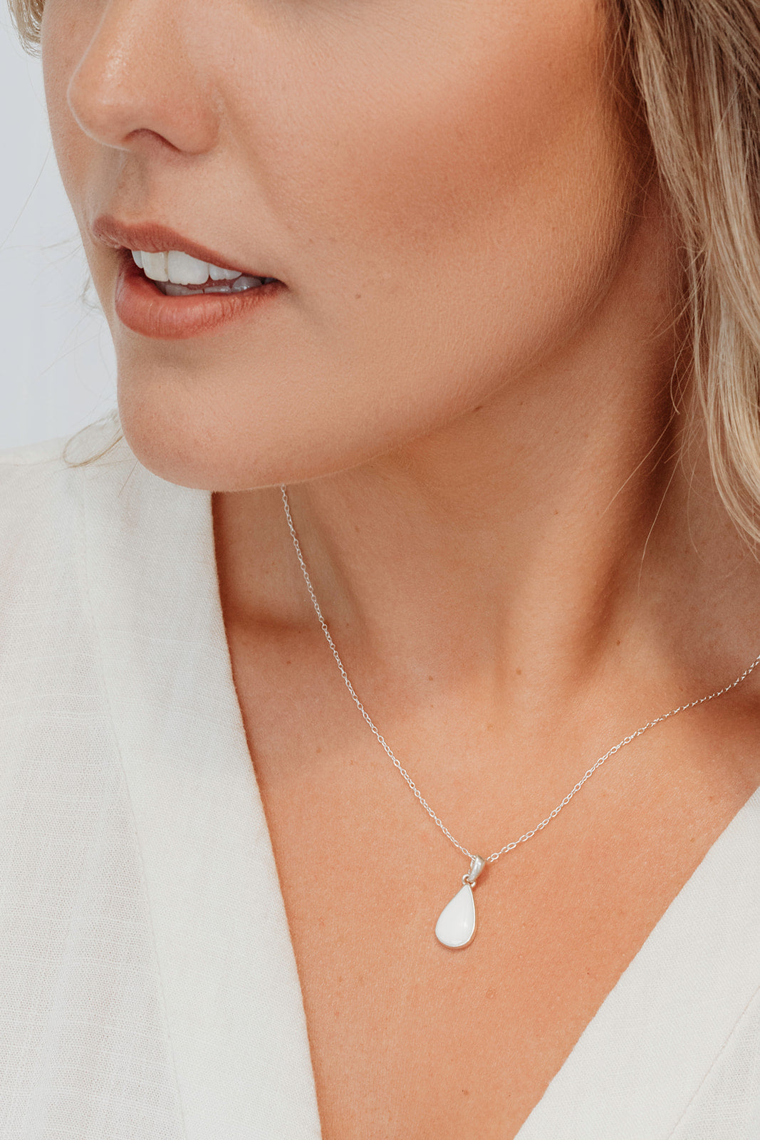 Breastmilk Teardrop Necklace - Silver