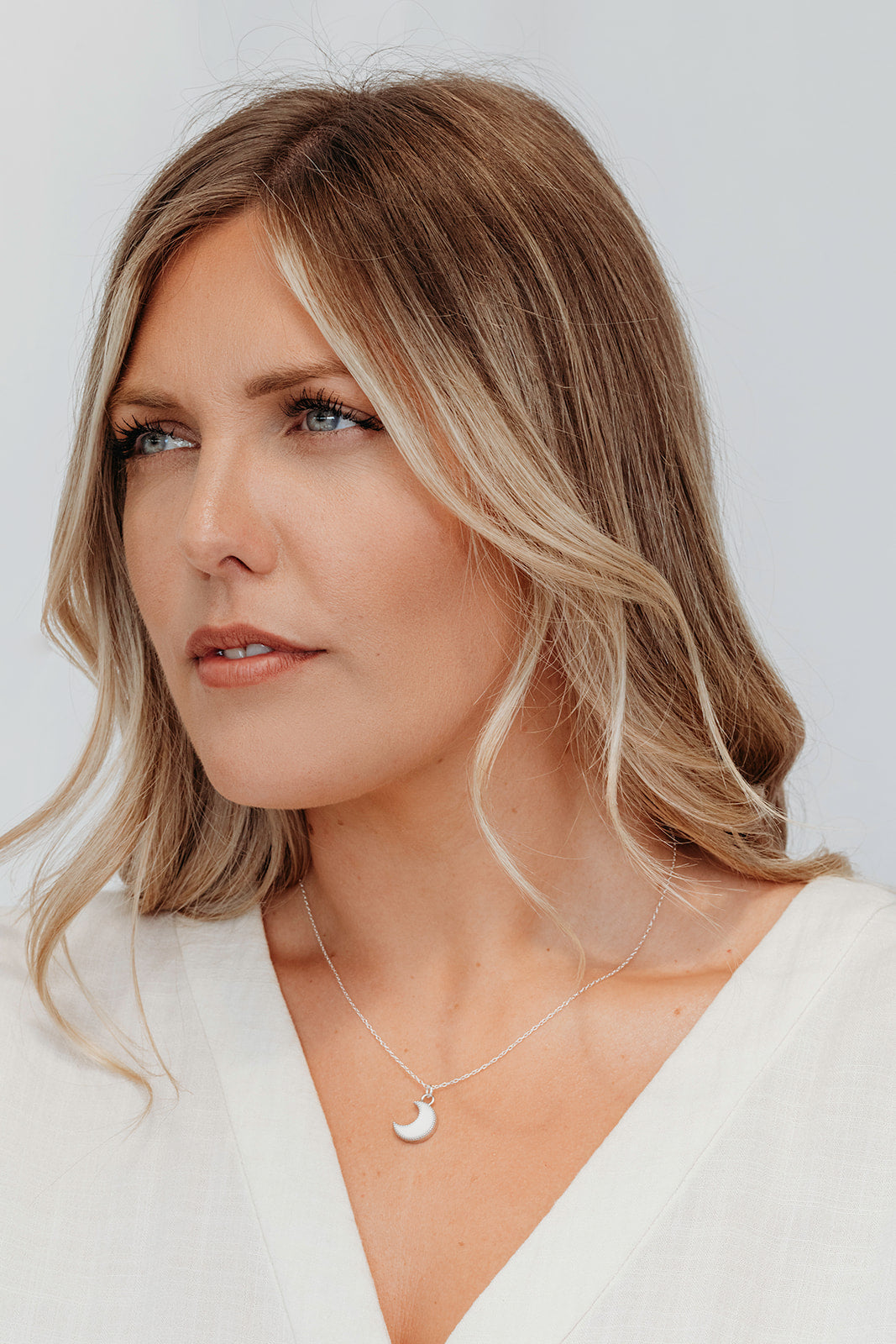 Breastmilk Moon Crescent Necklace - Silver