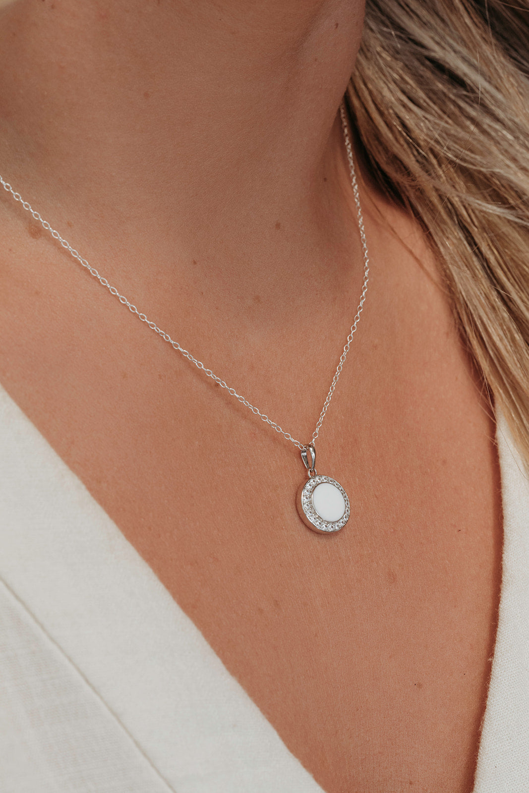 Breastmilk Halo Goddess Necklace - White Gold