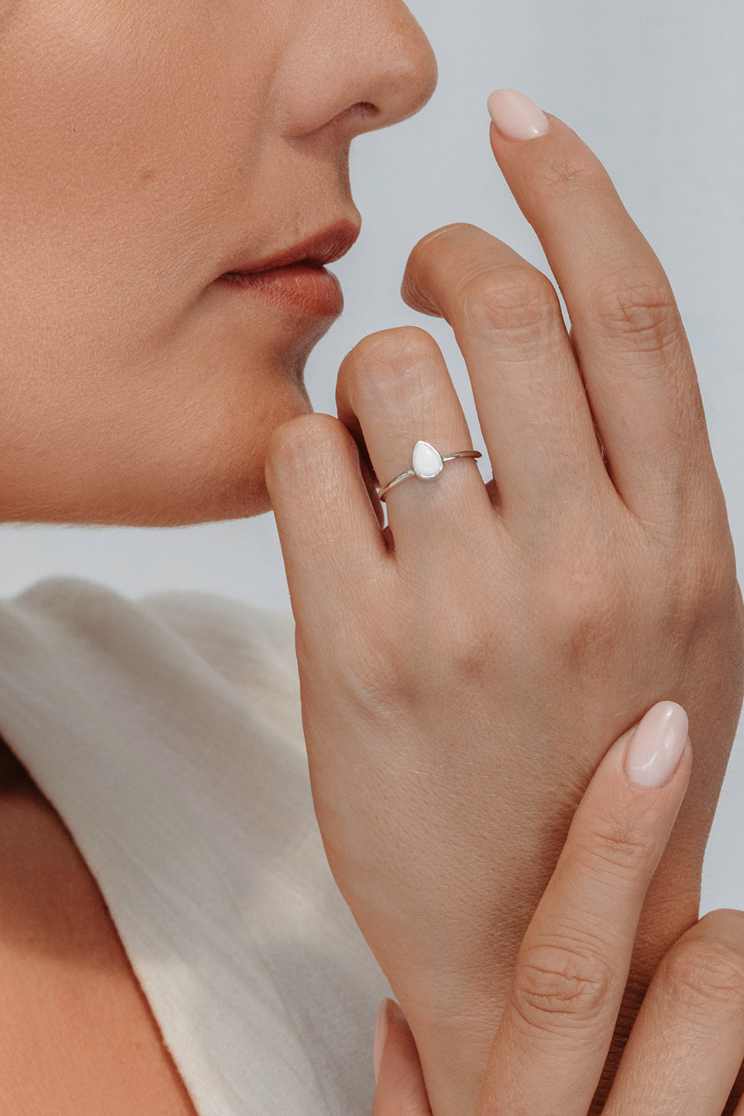 Breastmilk Teardrop Ring - Platinum