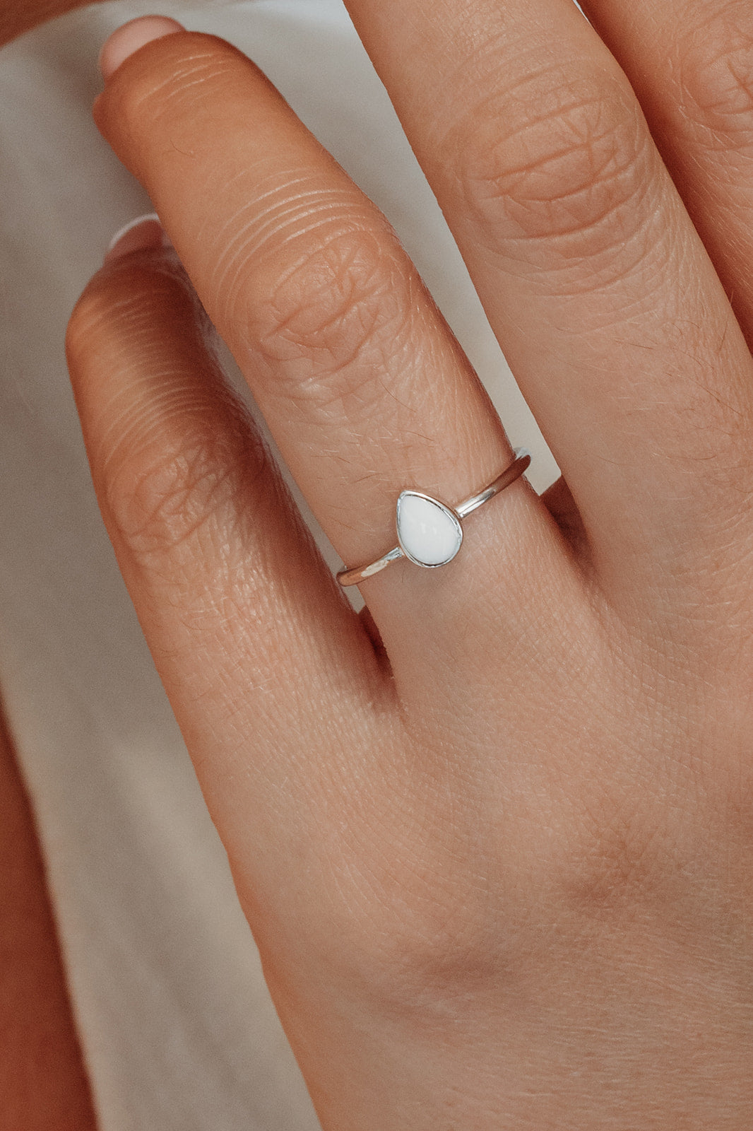 Breastmilk Teardrop Ring - Platinum