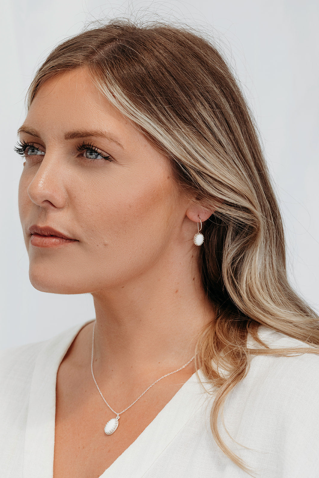 Silver Breastmilk Crown Oval Drop Earrings