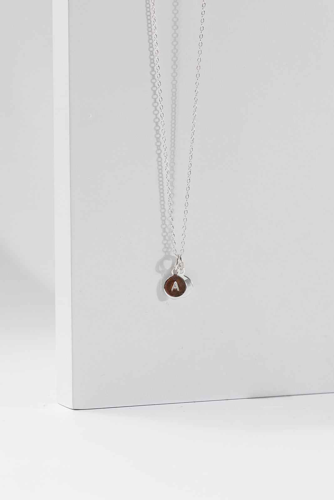 Name Initial Disc Necklace - Silver