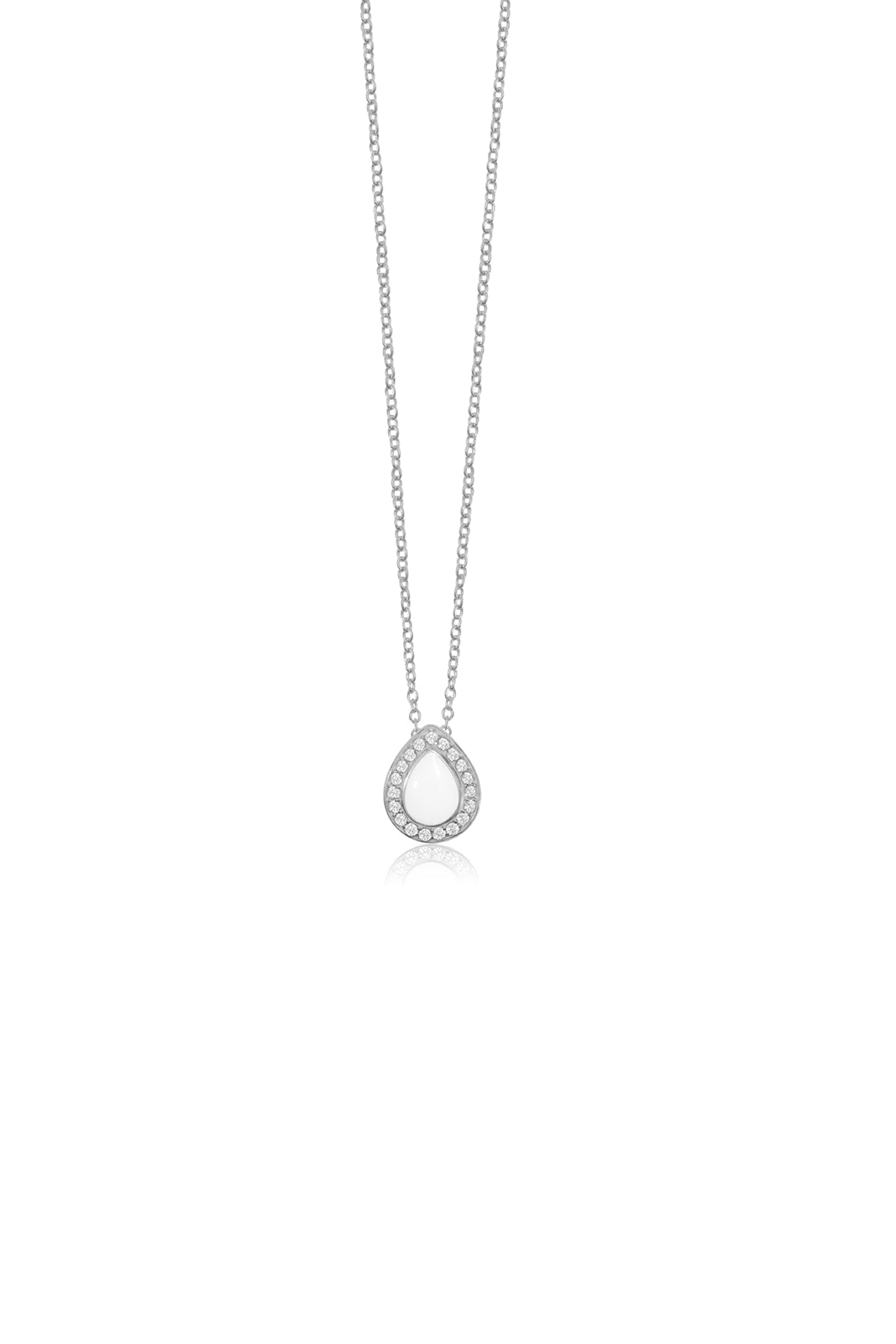 Breastmilk Teardrop Halo Necklace - Platinum