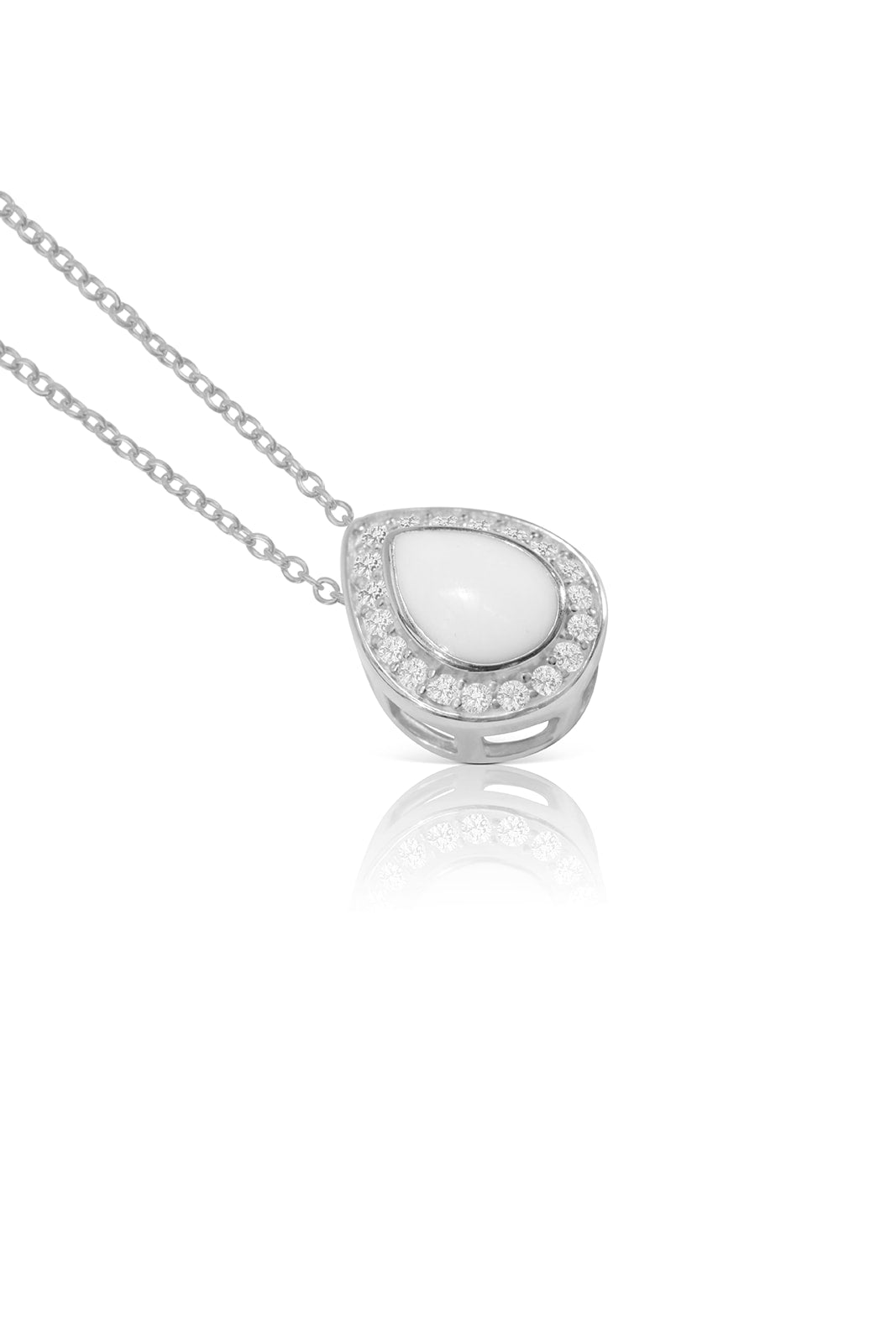 Breastmilk Teardrop Halo Necklace - Platinum