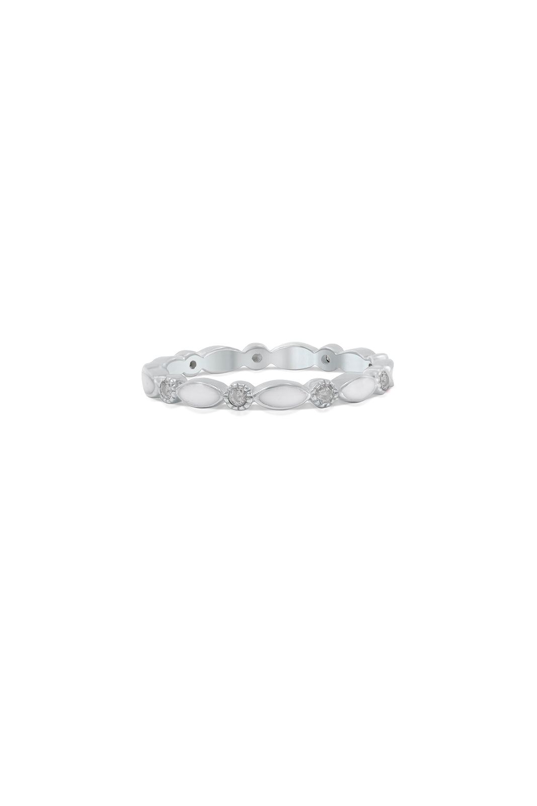 Breastmilk Diamond Eternity Band Ring - Silver