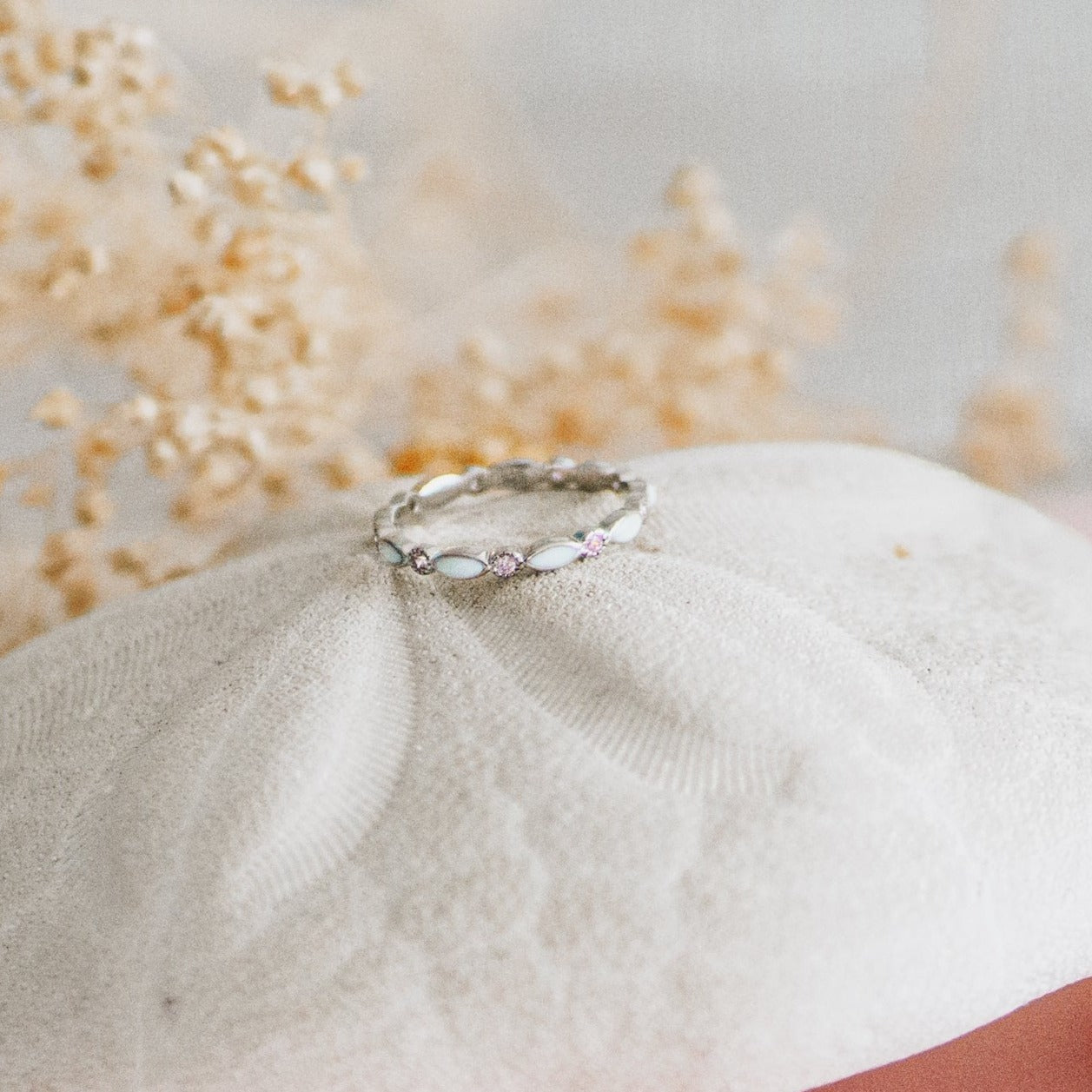 Breastmilk Birthstone Eternity Band - Silver