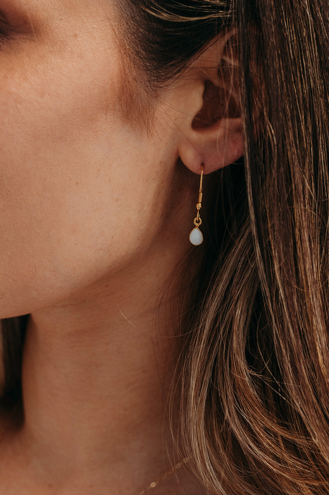 Breastmilk Teardrop Dangle Earrings - 9ct Gold
