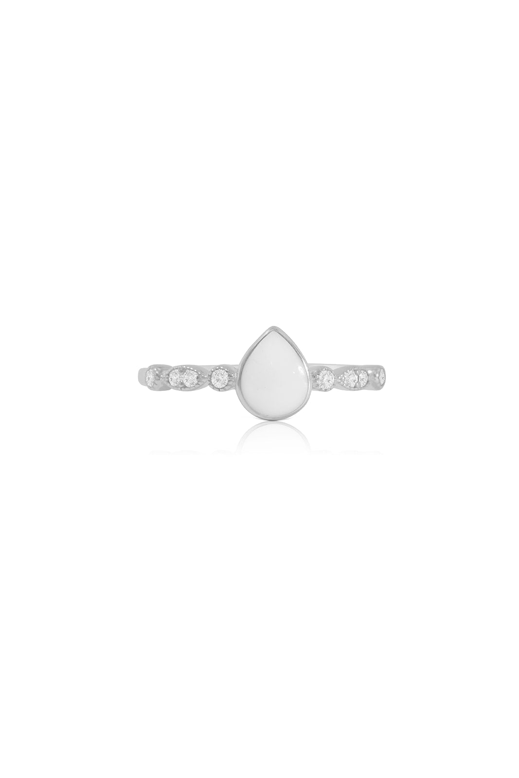 Breastmilk Teardrop Ring - Sparkle - Platinum