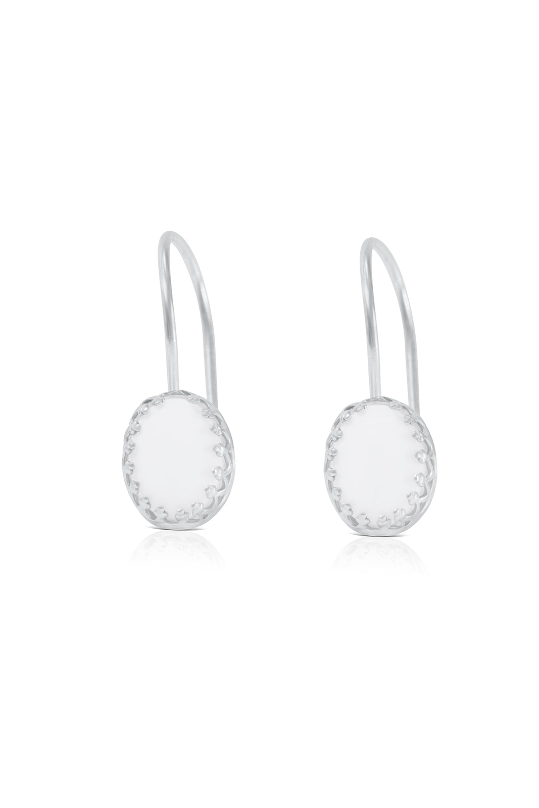 Silver Breastmilk Crown Oval Drop Earrings