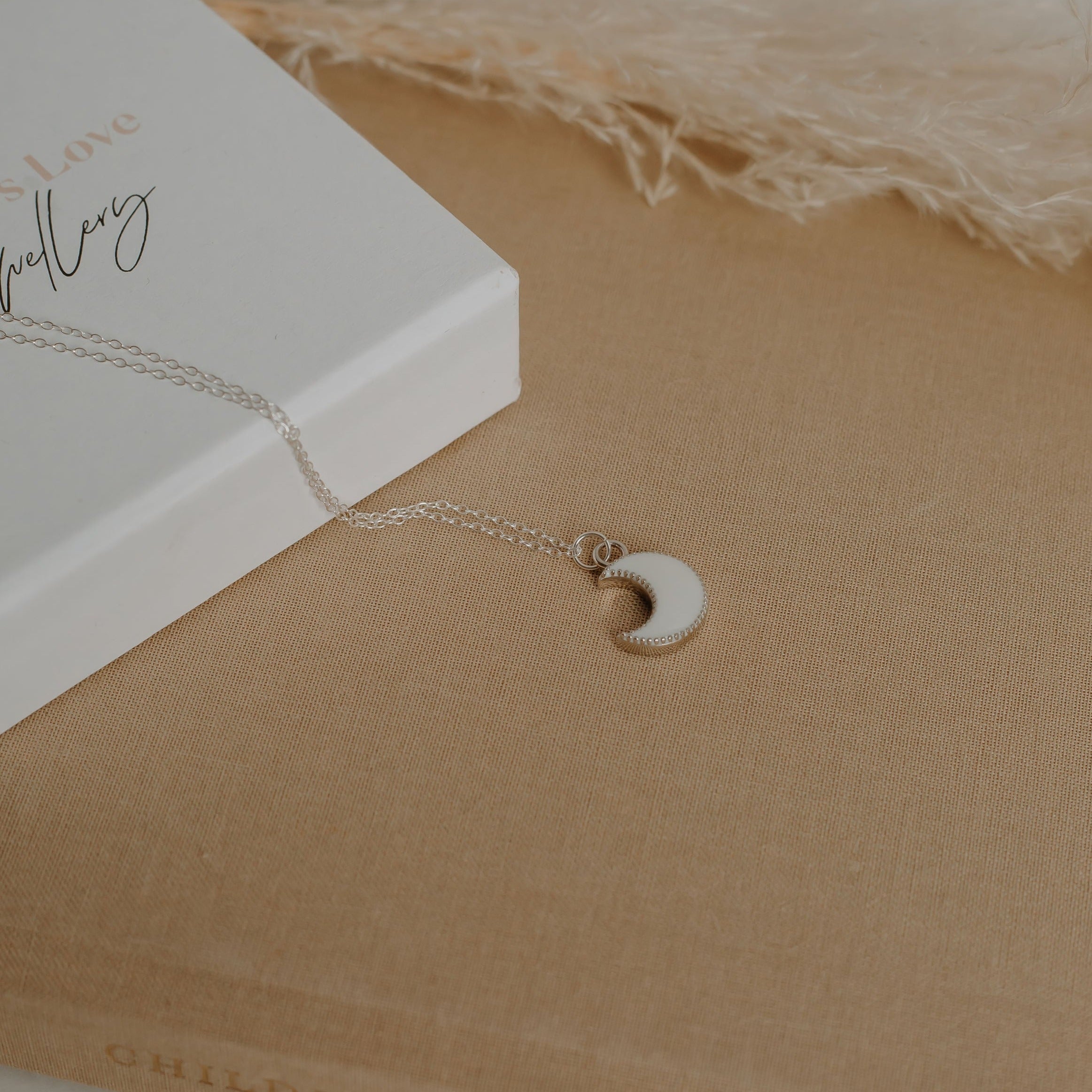 Breastmilk Moon Crescent Necklace - Silver